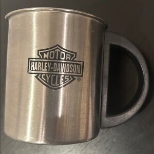 Harley-Davidson Silver Steel Mug with Black Handle and Logo